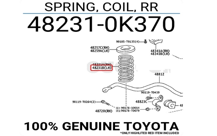 Lò xo giảm xóc sau Toyota Fortuner 2018