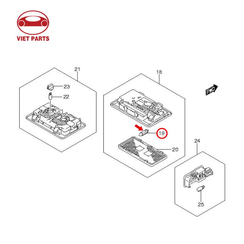 Bóng đèn trần Suzuki dài (12V,10W)
