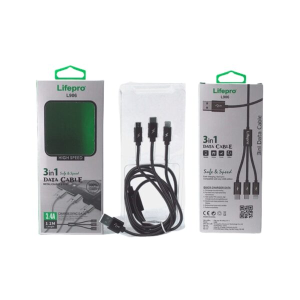 Dây sạc điện thoại 3 in 1 Lifepro L906