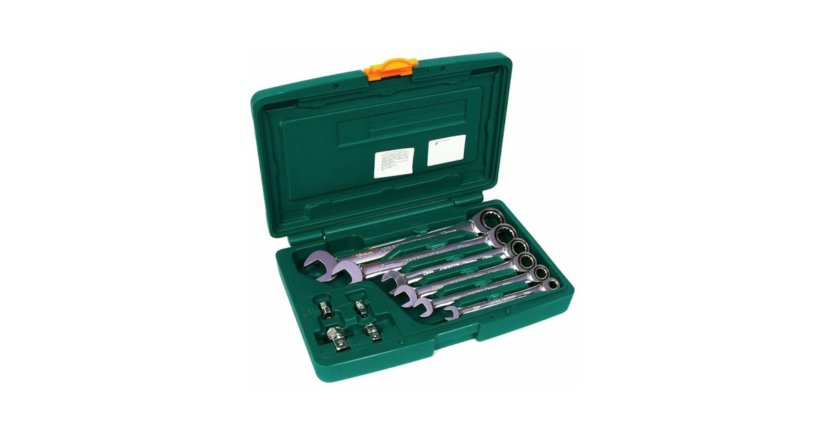 Bộ 10 cờ lê đầu vặn nhanh 72 cóc kết hợp đầu tròng 2 cạnh