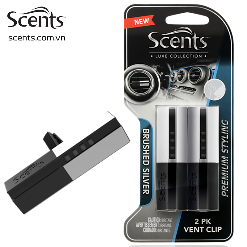 Nước hoa thanh gài cửa gió Scents 2-pack luxe vent sticks - brushed silver
