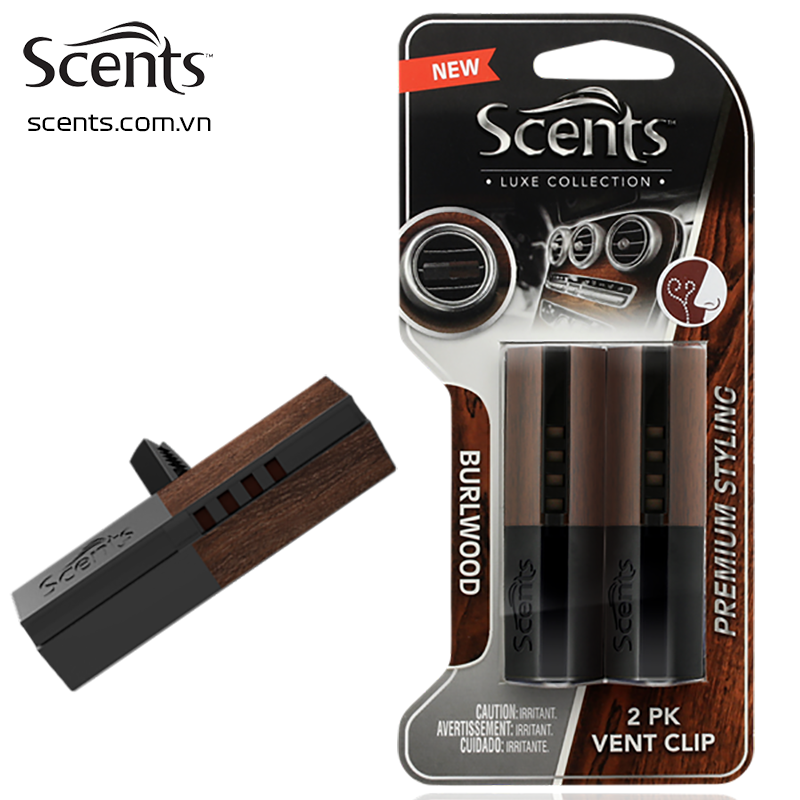 Nước hoa thanh gài cửa gió Scents 2-pack luxe vent sticks - burlwood