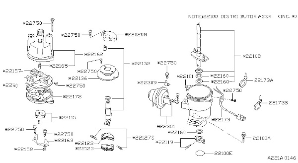 Con quay chia điện Nissan Ca20 - Con quay chia điện Nissan Bluebird U12