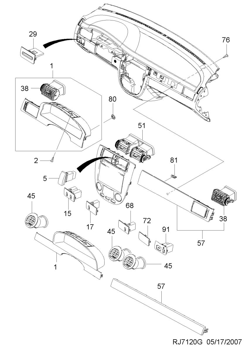 Cửa gió táp lô trái Daewoo Lacetti