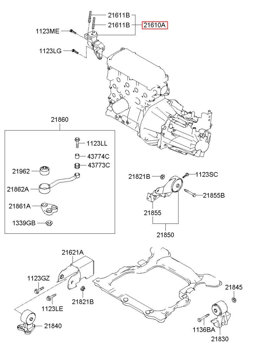 Giá bắt chân máy Hyundai Getz