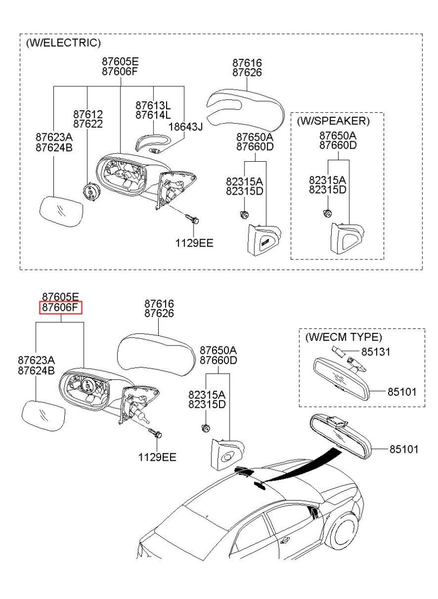 Gương chiếu hậu Daewoo Lacetti