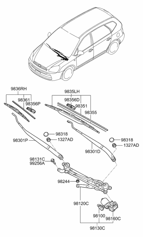 Mô tơ gạt mưa trước Kia Carens