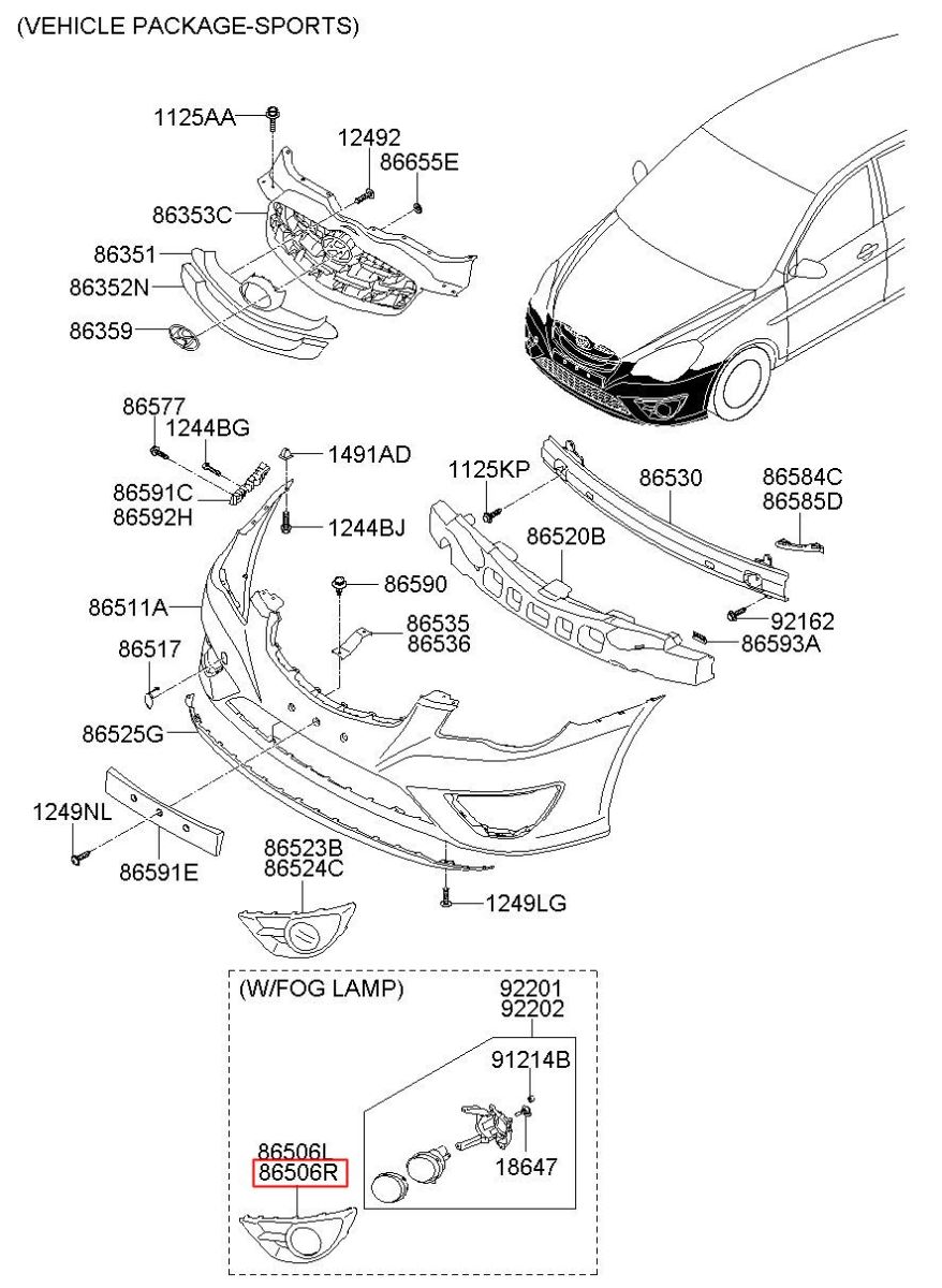 Ốp đèn cản phải Hyundai Verna 2010