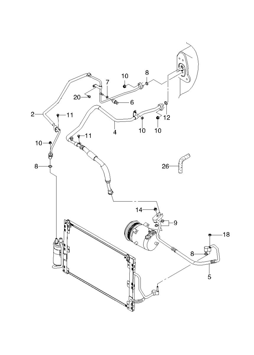 Tuy ô cao áp điều hòa Daewoo Nubira