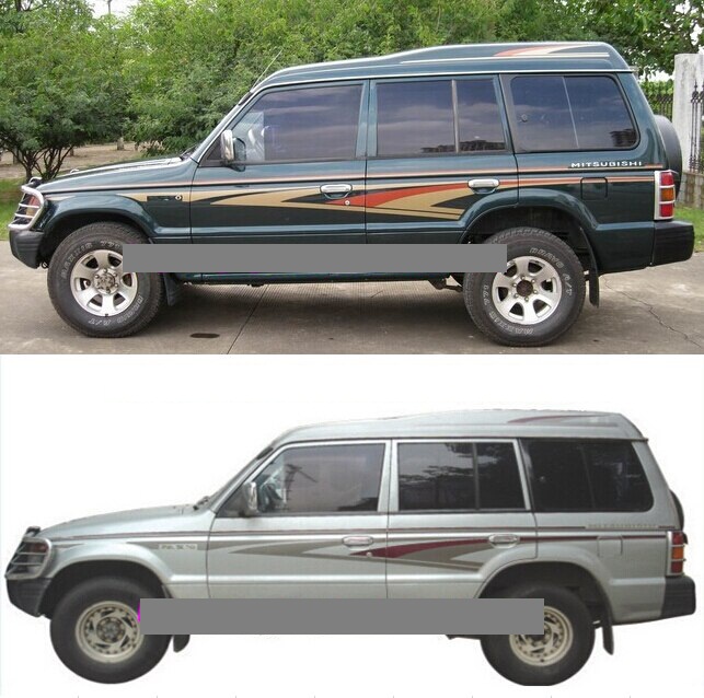 Tem hông sau trên trái Mitsubishi Pajero V32