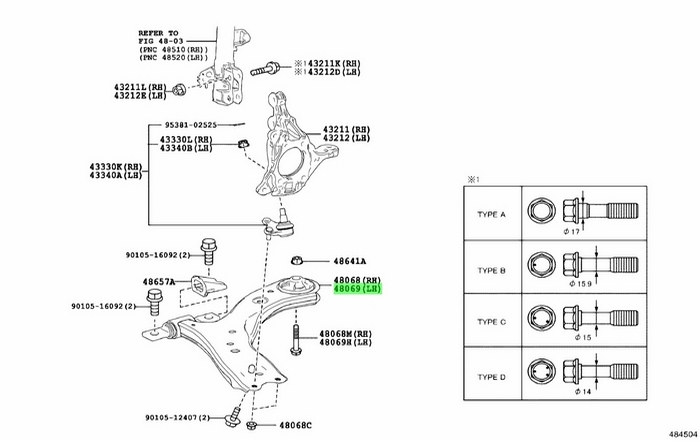 Càng chữ A bên trái Toyota Camry 2020