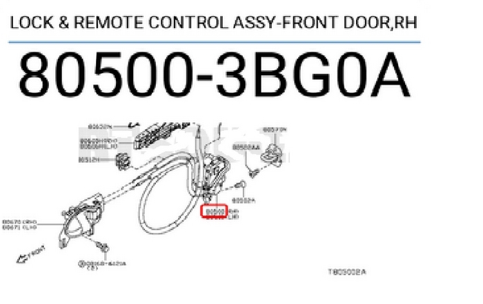 Ổ khóa cánh cửa trước bên phải Nissan Sunny 2014