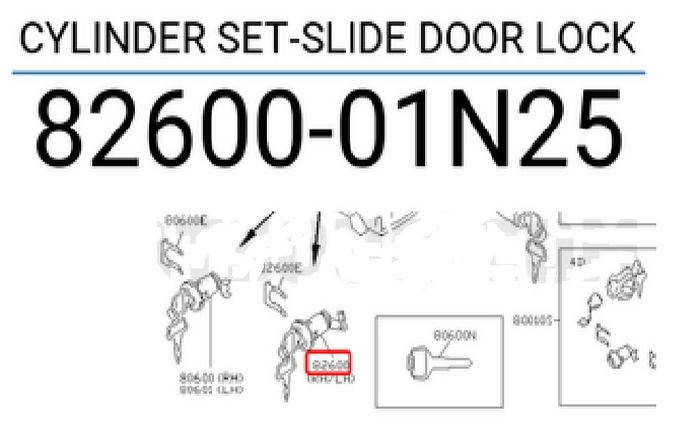 Ổ khoá cánh cửa trượt bên phải Nissan Urvan E24