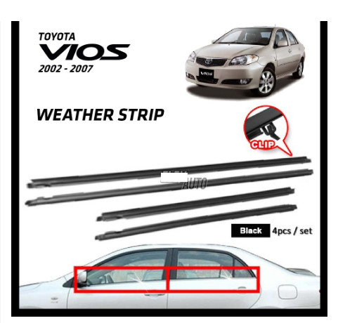 Nẹp chân kính cánh cửa trước ngoài phải Toyota Vios 2007