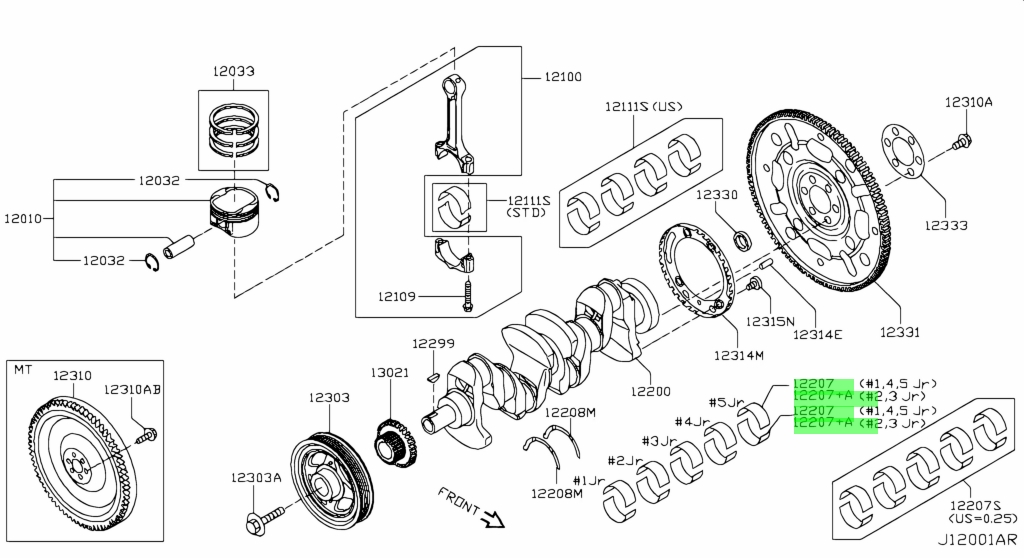 Bạc baile Nissan Teana J32 Mr20