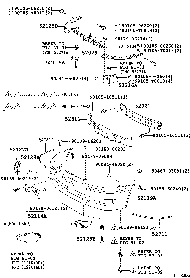 Ba đờ sốc trước Toyota Camry 2.4-3.0 acv30-mcv30 2001