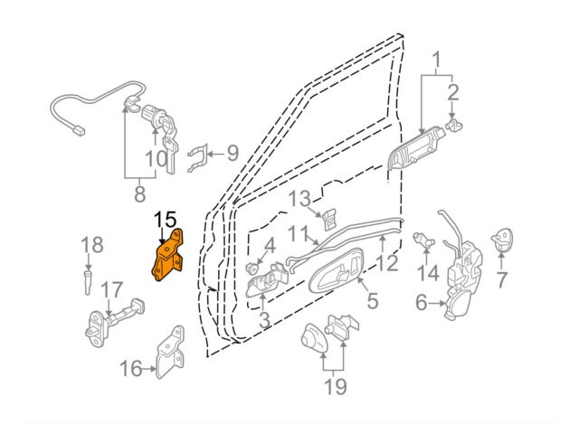 Bản lề cánh cửa trước trên bên trái Mitsubishi Jolie