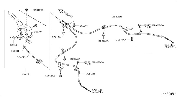 Dây cáp phanh tay bên trái Nissan Sunny 2015