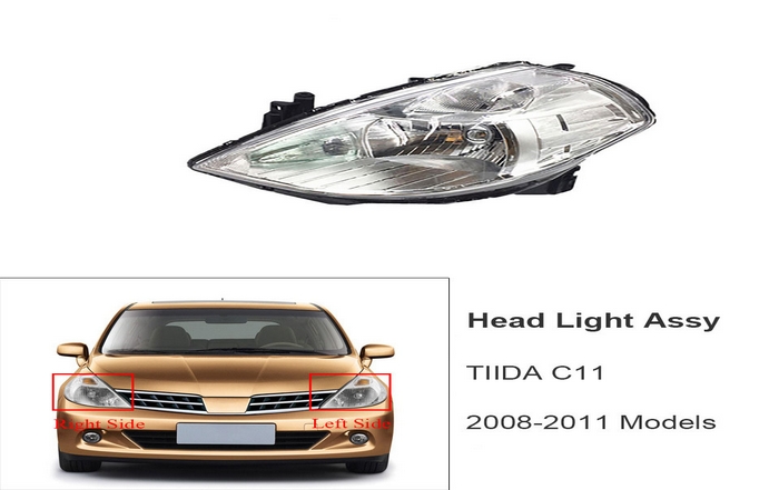 Đèn pha bên trái Nissan Tiida không bóng