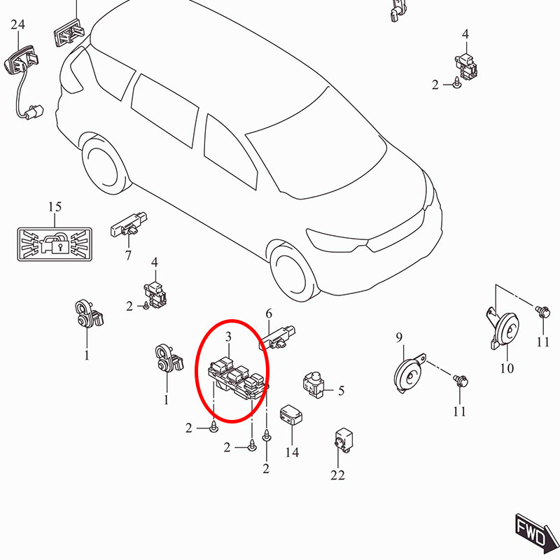 Công tắc kính cửa chính Ertiga hybrid